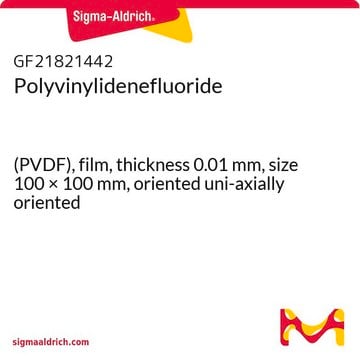 Polyvinylidenefluoride (PVDF), film, thickness 0.01&#160;mm, size 100 × 100&#160;mm, oriented uni-axially oriented