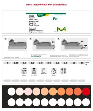 Iron Test colorimetric, 0.25-15&#160;mg/L (Fe), for use with MCOLORTEST&#174;