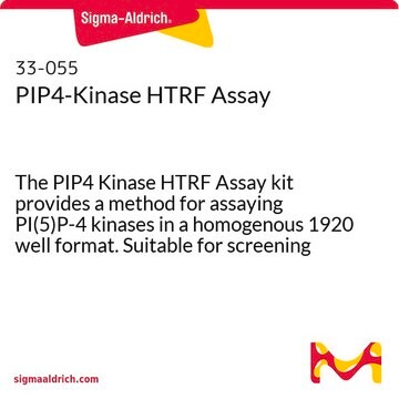 PIP4-Kinase HTRF Assay The PIP4 Kinase HTRF Assay kit provides a method for assaying PI(5)P-4 kinases in a homogenous 1920 well format. Suitable for screening of potential inhibitors of these enzymes.