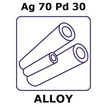 Silver-palladium alloy, Ag70Pd30 500mm tube, 2.2mm outside diameter, 0.1mm wall thickness, 2.0mm inside diameter