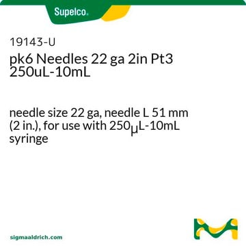 pk6 Needles 22 ga 2in Pt3 250uL-10mL needle size 22 ga, needle L 51&#160;mm (2&#160;in.), for use with 250&#956;L-10mL syringe