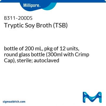 Botellas de caldo de triptona y soja listas para usar bottle capacity 300&#160;mL, bottle filling volume 200&#160;mL, closure type, blue crimp cap with septum, box of 12&#160;bottles