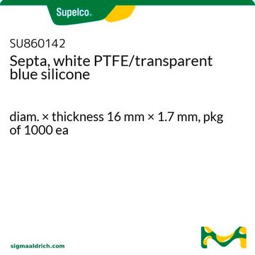 Septa, white PTFE/transparent blue silicone diam. × thickness 16&#160;mm × 1.7&#160;mm, pkg of 1000&#160;ea