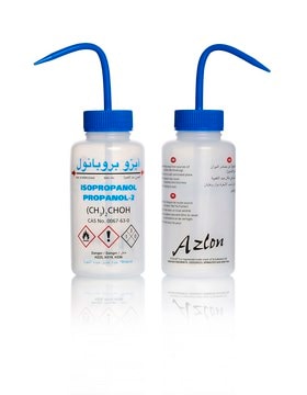 Azlon&nbsp;Multi-Lingual Safety Wash Bottles With Driplok Vapor Venting label, Isopropanol (in English, French, Arabic), capacity 500&#160;mL