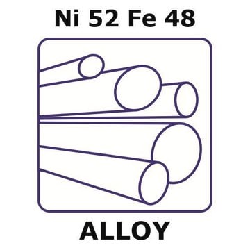 Nickel/Iron rod, Ni52%/Fe 48%, 2&#160;mm diameter, length 200 mm, temper annealed