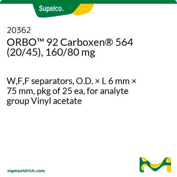 ORBO&#8482;&nbsp;92, Carboxen&#174;&nbsp;564 (20/45), 160/80&nbsp;mg W,F,F separators, O.D. × L 6&#160;mm × 75&#160;mm, pkg of 25&#160;ea, for analyte group Vinyl acetate