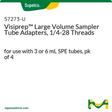 Adaptadores de tubo muestreador de gran volumen Visiprep&#8482;, roscas 1/4-28 for use with 3 or 6 mL SPE tubes, pk of 4