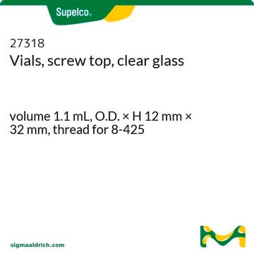 Flacons (vials), bouchon à vis, verre transparent volume 1.1&#160;mL, O.D. × H 12&#160;mm × 32&#160;mm, thread for 8-425