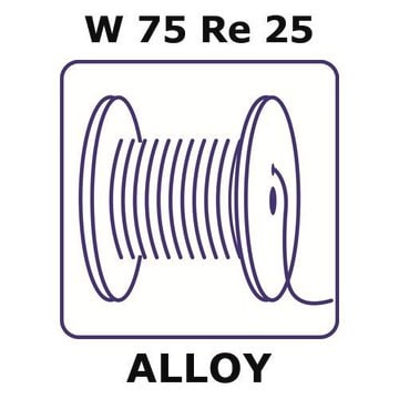 Tungsten-rhenium alloy, W75Re25 1m wire, 0.2mm diameter, annealed