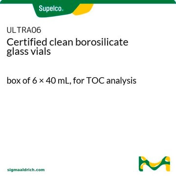 Certified clean borosilicate glass vials box of 6 × 40&#160;mL, for TOC analysis