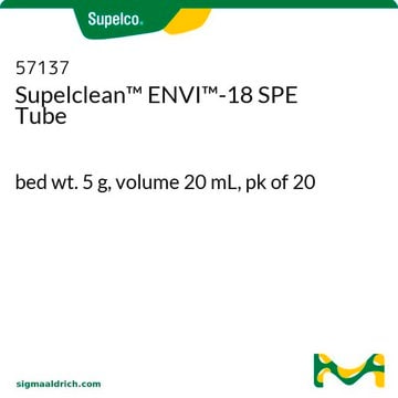 Supelclean&#8482; ENVI&#8482;-18 SPE Tube bed wt. 5&#160;g, volume 20&#160;mL, pk of 20