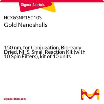 Gold Nanoshells 150&#160;nm, for Conjugation, Bioready, Dried, NHS, Small Reaction Kit (with 10 Spin Filters), kit of 10&#160;units