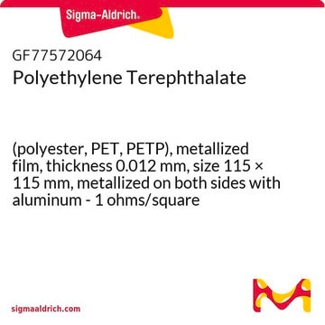 Polyethylene Terephthalate (polyester, PET, PETP), metallized film, thickness 0.012&#160;mm, size 115 × 115&#160;mm, metallized on both sides with aluminum - 1 ohms/square