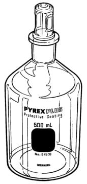 PYREXPLUS&#174; narrow-mouth reagent bottle, with Pyrex&#174; ST stopper, protective coating capacity 500&#160;mL