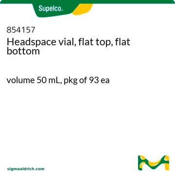 Headspace vial, flat top, flat bottom volume 50&#160;mL, pkg of 93&#160;ea