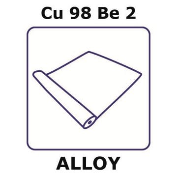 Copper-beryllium alloy, Cu98Be2 foil, 1m coil, 0.38mm thickness, annealed