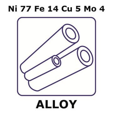 Magnetic shielding alloy, Ni77Fe14Cu5Mo4 795mm tube, 8.175mm outside diameter, 0.07mm wall thickness, 8.035mm inside diameter, as drawn