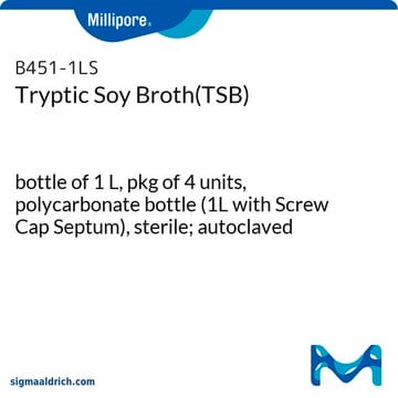 Trypton-Soja-Bouillon&nbsp;– gebrauchsfertige Flaschen Tween&#174; 4&#160;%, Lecithin 0.5&#160;%, bottle capacity 1000&#160;mL, bottle filling volume 1000&#160;mL, closure type, white screw cap with septum, box of 4&#160;bottles