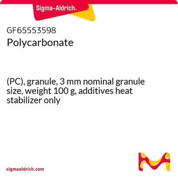 Polycarbonate (PC), granule, 3&#160;mm nominal granule size, weight 100&#160;g, additives heat stabilizer only