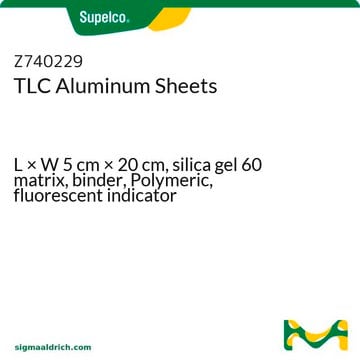 含F254指示剂TLC铝板 L × W 5&#160;cm × 20&#160;cm, silica gel 60 matrix, binder, Polymeric, fluorescent indicator