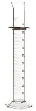 Pyrex&#174; graduated cylinder, single metric scale, white enamel graduations volume 100&#160;mL