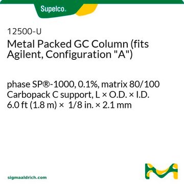 Metal Packed GC Column (fits Agilent, Configuration "A") phase SP&#174;-1000, 0.1%, matrix 80/100 Carbopack C support, L × O.D. × I.D. 6.0&#160;ft (1.8&#160;m) × 1/8&#160;in. × 2.1&#160;mm