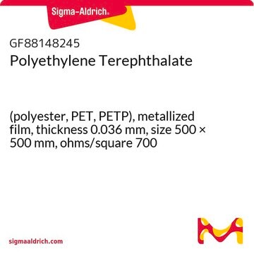 Polyethylene Terephthalate (polyester, PET, PETP), metallized film, thickness 0.036&#160;mm, size 500 × 500&#160;mm, ohms/square 700