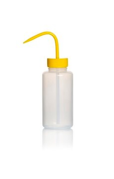 Azlon&nbsp;Square Shoulder Unvented Wash Bottles wide-neck, low-density polyethylene bottle, yellow polypropylene closure, capacity 500&#160;mL