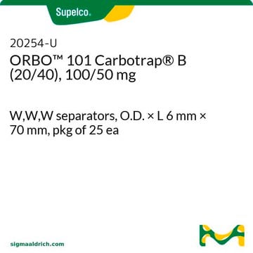 ORBO&#8482; 101 Carbotrap&#174; B (20/40)，100/50 mg W,W,W separators, O.D. × L 6&#160;mm × 70&#160;mm, pkg of 25&#160;ea