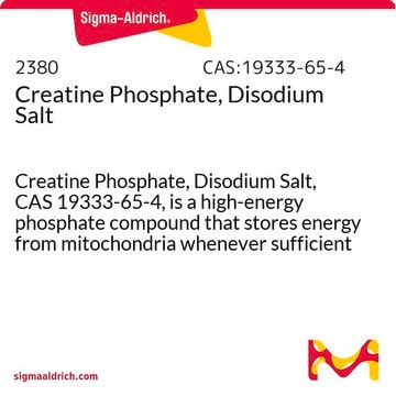 Creatinphosphat, Dinatriumsalz Creatine Phosphate, Disodium Salt, CAS 19333-65-4, is a high-energy phosphate compound that stores energy from mitochondria whenever sufficient amounts of ATP are present.