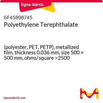 Polyethylene Terephthalate (polyester, PET, PETP), metallized film, thickness 0.036&#160;mm, size 500 × 500&#160;mm, ohms/square &gt;2500