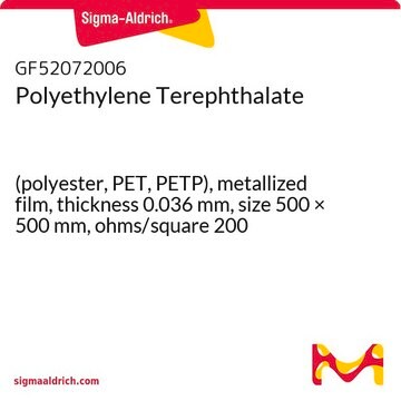 Polyethylene Terephthalate (polyester, PET, PETP), metallized film, thickness 0.036&#160;mm, size 500 × 500&#160;mm, ohms/square 200