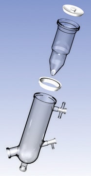 Ace rotary evaporator condenser complete "C" assembly plastic-coated glass, fits Büchi&#174; models R-200/R-205 and R-114/R-144, includes 1 L receiving flask and clamp