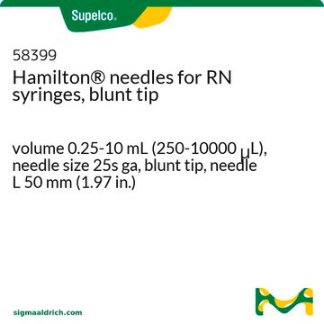 Hamilton&#174; needles for RN syringes, blunt tip volume 0.25-10&#160;mL (250-10000&#160;&#956;L), needle size 25s ga, blunt tip, needle L 50&#160;mm (1.97&#160;in.)