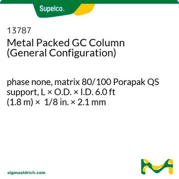 Metal Packed GC Column (General Configuration) phase none, matrix 80/100 Porapak QS support, L × O.D. × I.D. 6.0&#160;ft (1.8&#160;m) × 1/8&#160;in. × 2.1&#160;mm