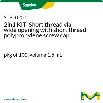 2in1 KIT, Short thread vial wide opening with short thread polypropylene screw cap pkg of 100, volume 1.5&#160;mL