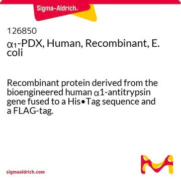 &#945;1-PDX, Human, Recombinant, E. coli Recombinant protein derived from the bioengineered human &#945;1-antitrypsin gene fused to a His&#8226;Tag sequence and a FLAG-tag.