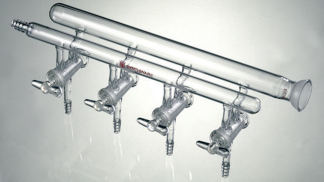 Synthware&#8482; double manifold with right-hand side SJ 35/20 joint joint: ST/NS 35/20, Ports: 4