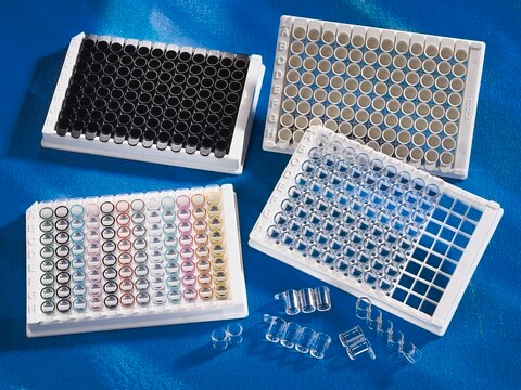 Corning&#174; 1 x 8 Stripwell&#8482; 96 well EIA plates 96 well plate, assembled 1 x 8 strips per 96 well plate, non-treated, non-sterile, 100/cs