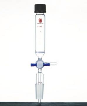 Synthware&#8482; peptide synthesis vessel with fritted disc, T-bore PTFE stopcock and vacuum take-off 50 mL, joint: ST/NS 24/40, porosity: medium, GL 25