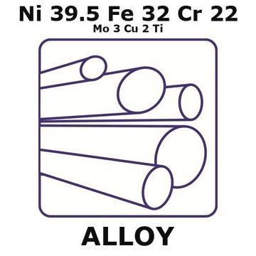 Alloy 825, Ni39.5Fe32Cr22Mo3Cu2Ti rod, 500mm x 12mm diameter, annealed