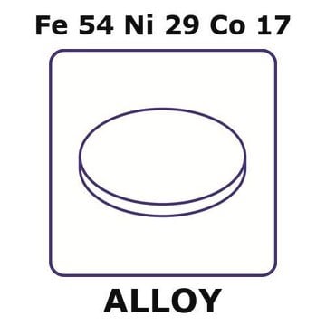 Glass Sealing Alloy, Fe54Ni29Co17 foil, 4mm disks, 0.30mm thickness, annealed