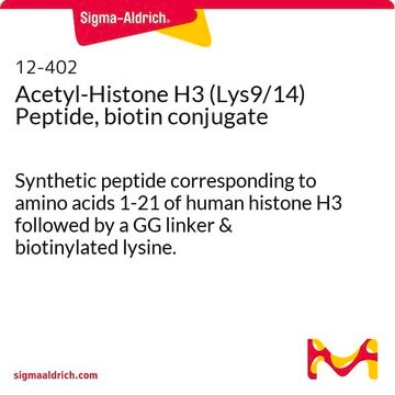 Acetyl-Histone H3 (Lys9/14) Peptide, biotin conjugate Synthetic peptide corresponding to amino acids 1-21 of human histone H3 followed by a GG linker &amp; biotinylated lysine.