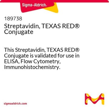 Streptavidin, TEXAS RED&#174; Conjugate This Streptavidin, TEXAS RED&#174; Conjugate is validated for use in ELISA, Flow Cytometry, Immunohistochemistry.