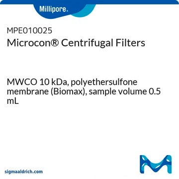 Filtros para centrífuga Microcon&#174; MWCO 10&#160;kDa, polyethersulfone membrane (Biomax), sample volume 0.5 mL