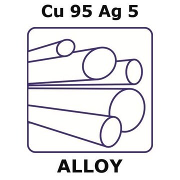 Copper-silver alloy, Cu95Ag5 100mm rod, 15mm diameter, as drawn