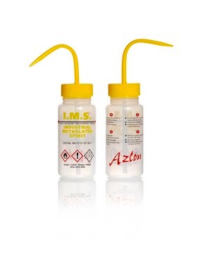 Azlon&nbsp;Multi-Lingual Unvented Wash Bottles label, I.M.S (in English, French, Spanish), capacity 250&#160;mL