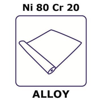 Nickel-chromium alloy, Ni80Cr20 foil, 2m coil, 2.5mm coil width, 0.50mm thickness, as drawn