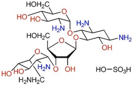 Paromomycin Sulfate An aminoglycoside antibiotic containing 5 amino groups that exhibits antibacterial and antiamebic activity.