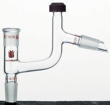 Synthware&#8482; Claisen distillation adapter with compression cap thermometer port joint: ST/NS 24/40